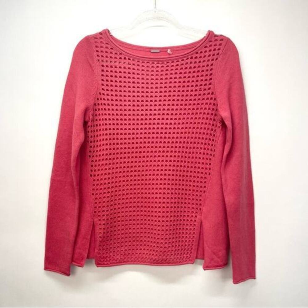 Elie Tahari Cashmere Wool Blend Sweater Size Small Coral Open Weave